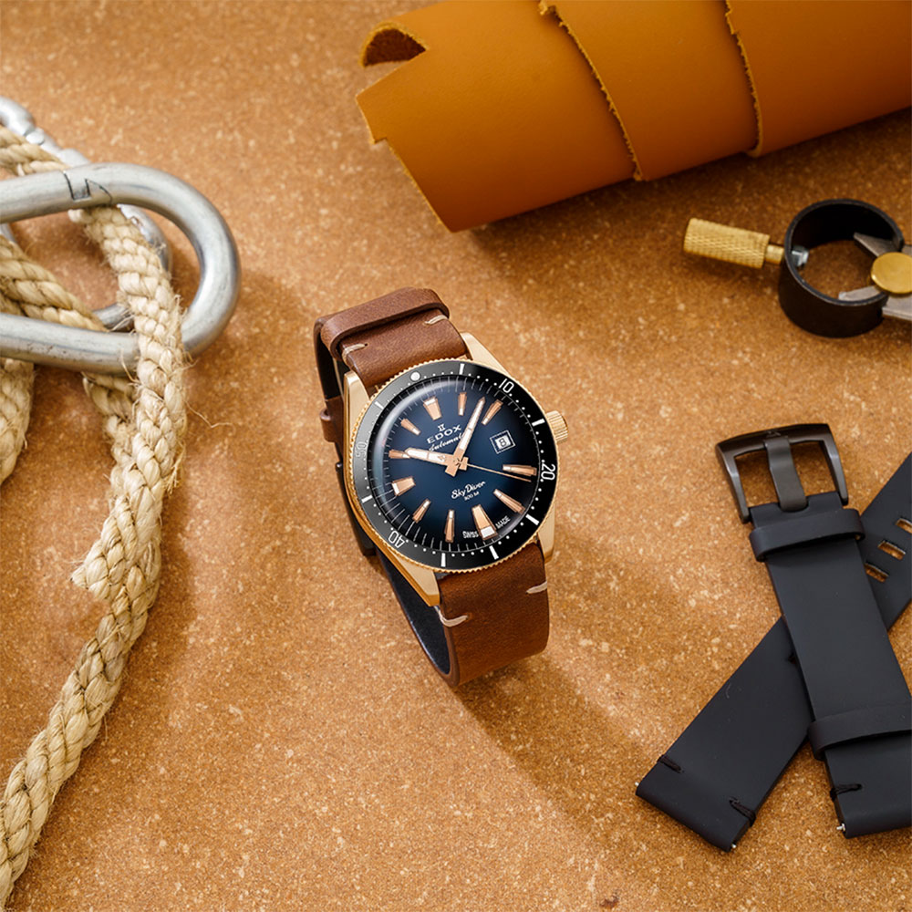 Đồng hồ Edox Skydiver 42 mm Nam 80126-BRN-BUIDR Màu Nâu