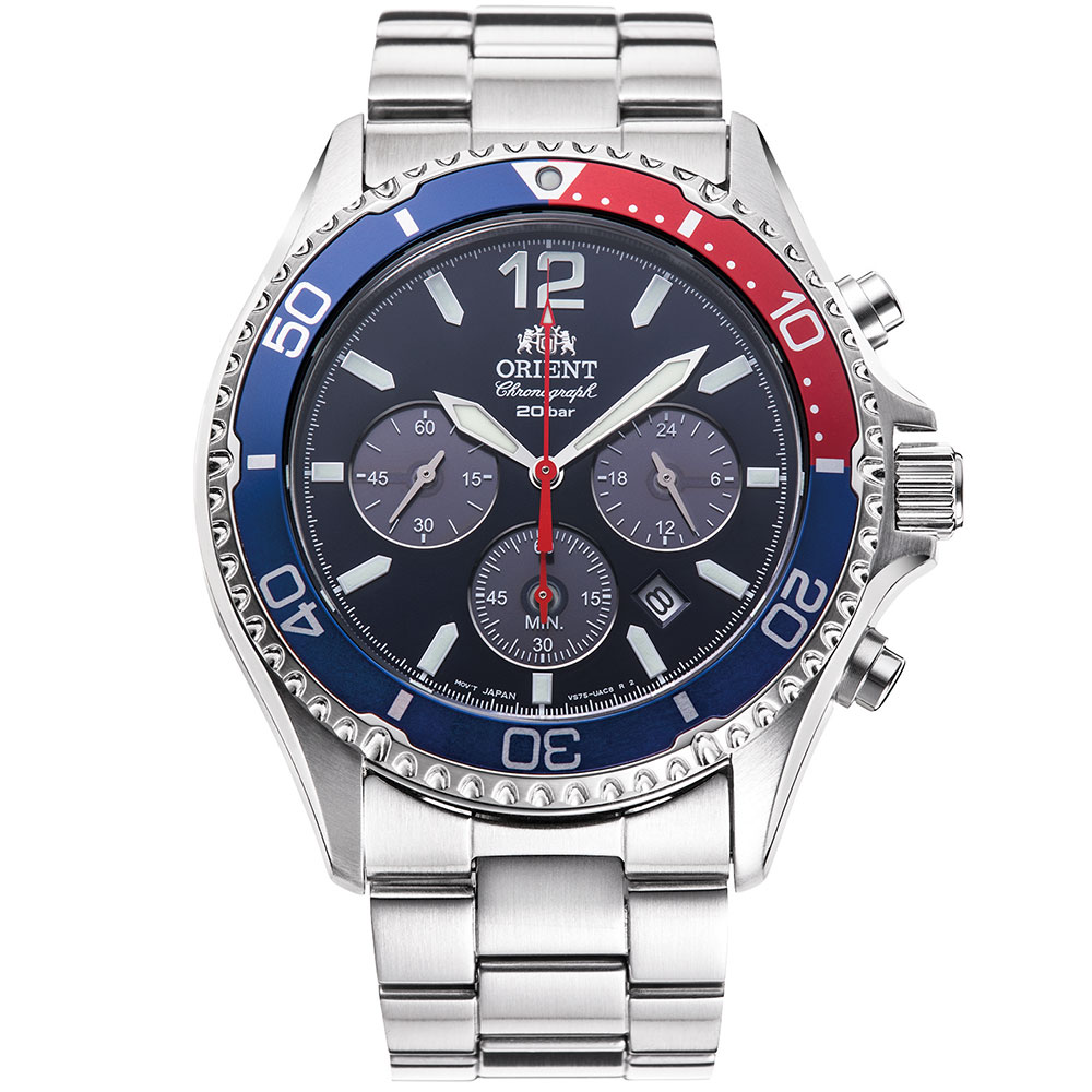 Đồng hồ Orient Mako Solar 42.8 mm Nam RA-TX0201L10B Màu Bạc