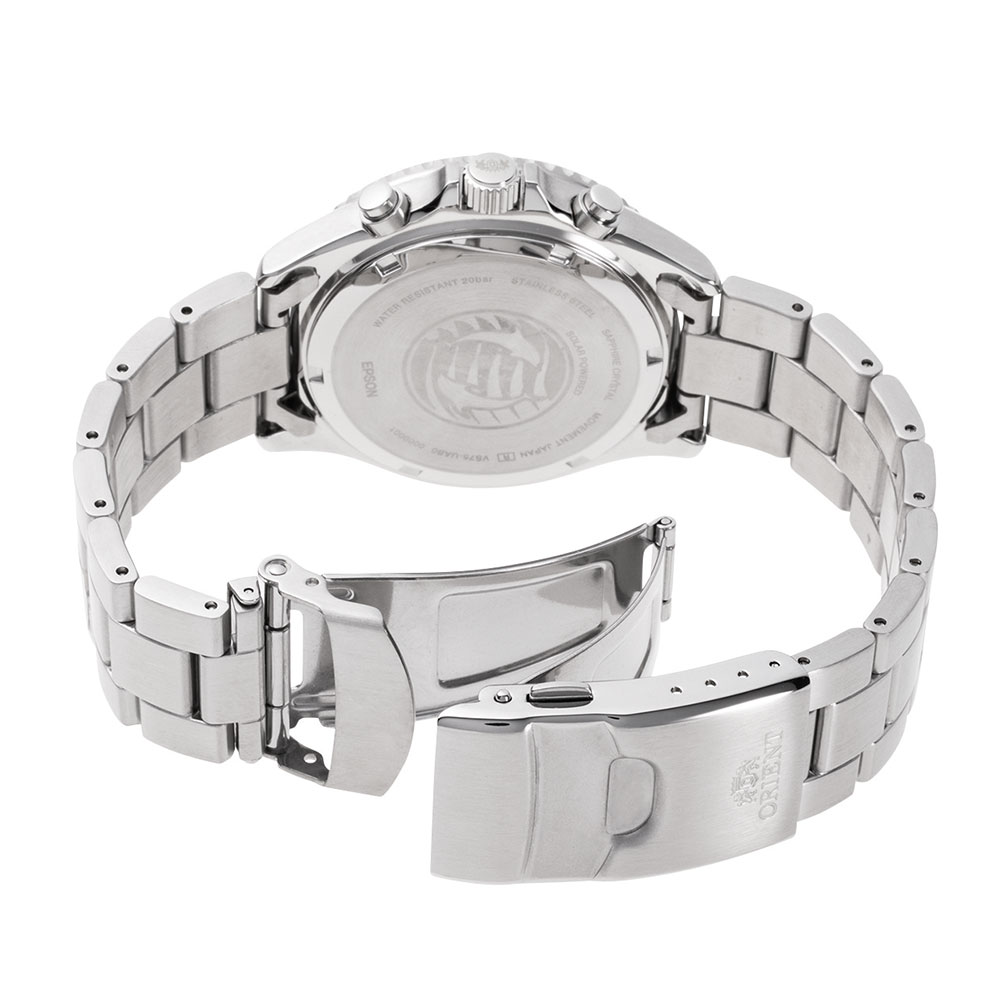 Đồng hồ Orient Mako Solar 42.8 mm Nam RA-TX0201L10B Màu Bạc