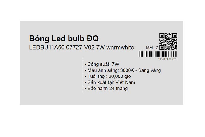 Bóng Led Điện Quang ánh sáng vàng LEDBU11A60 07727 V02 Màu Trắng