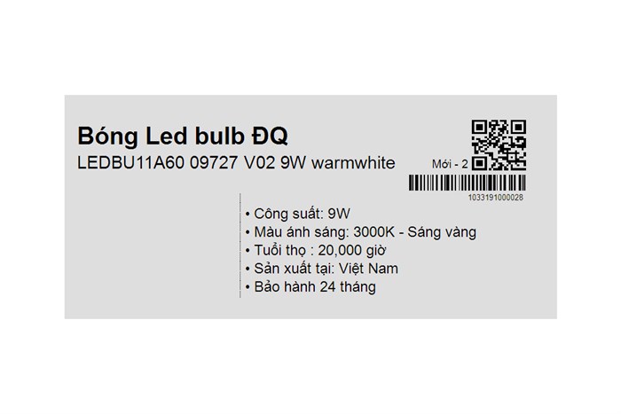 Bóng Led Điện Quang ánh sáng vàng LEDBU11A60 09727 V02 Màu Trắng
