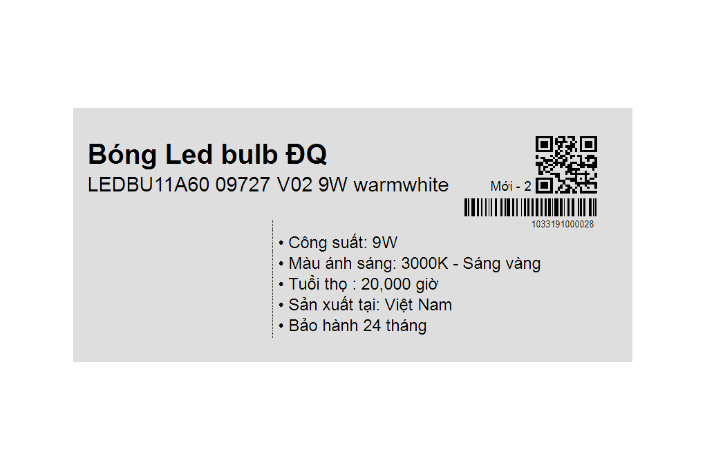 Bóng Led Điện Quang ánh sáng vàng LEDBU11A60 09727 V02 Màu Trắng