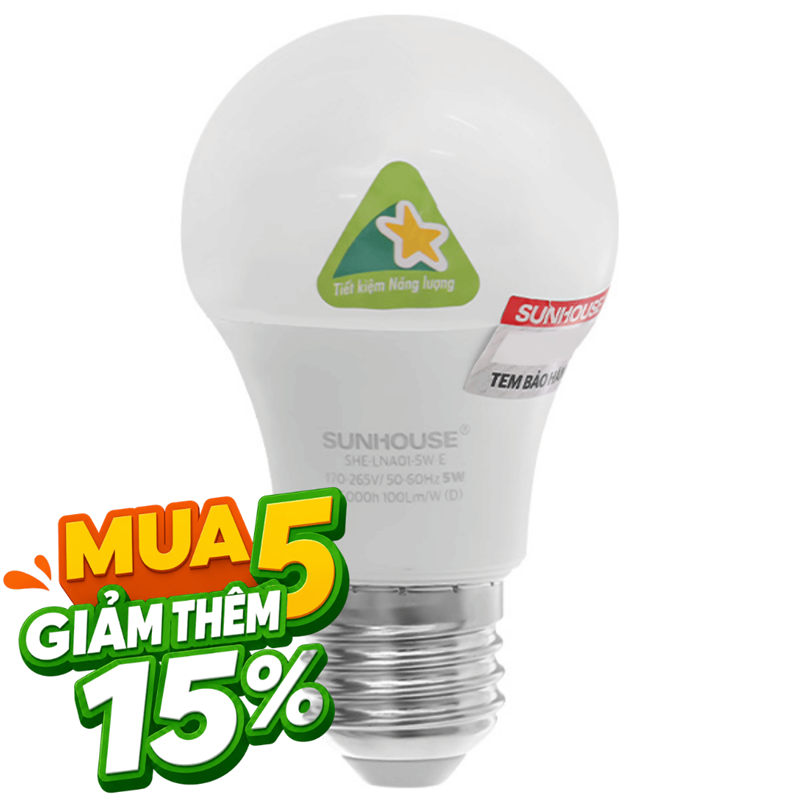 Bóng đèn Led Bulb tròn 5W Sunhouse Eco SHE-LNA01-5W-E