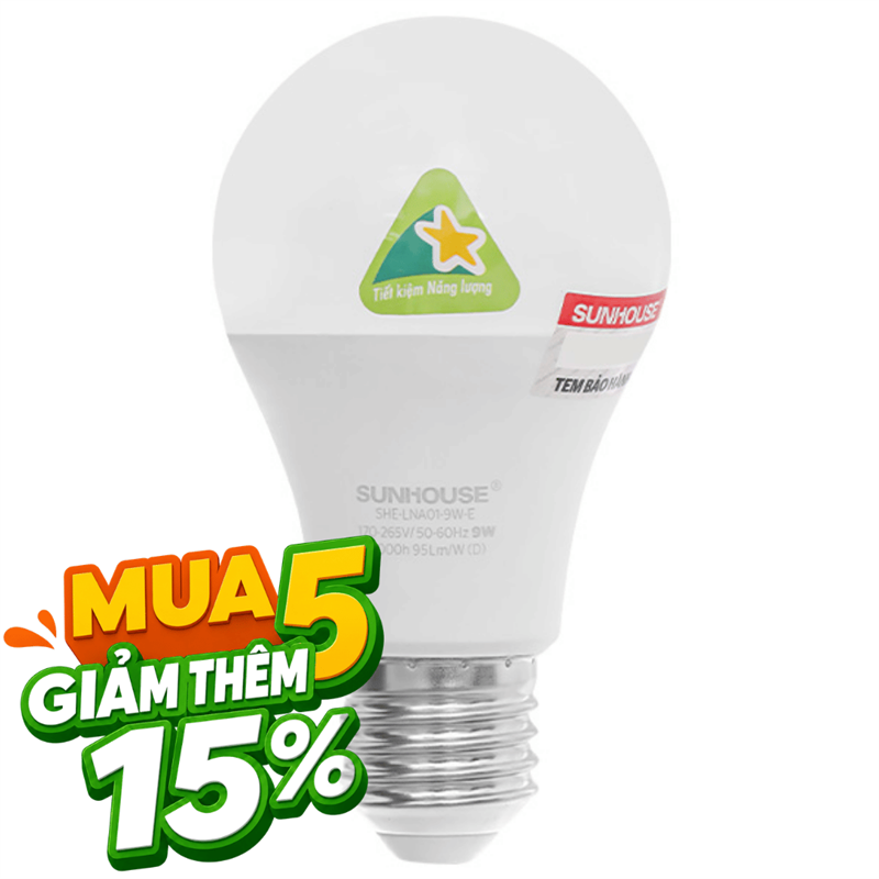 Bóng đèn Led Bulb tròn 9W Sunhouse Eco SHE-LNA01-9W-E