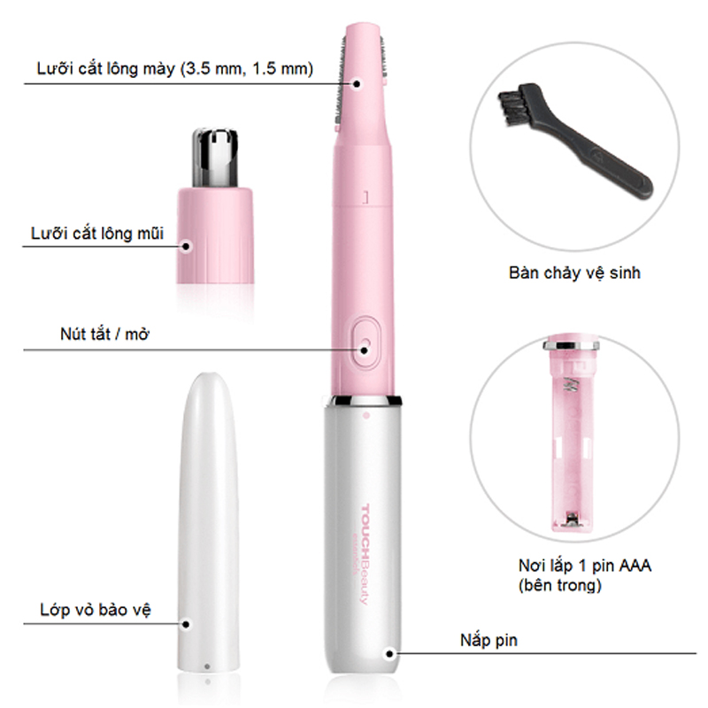 Máy tỉa lông mũi và lông mày Touch Beauty TB1458