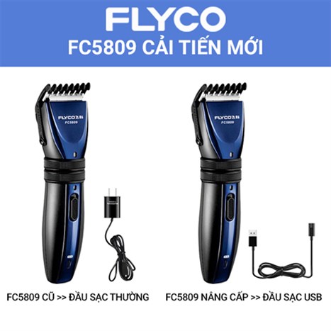 Tông đơ cắt tóc pin sạc Flyco FC5809 Màu Đen - xanh dương