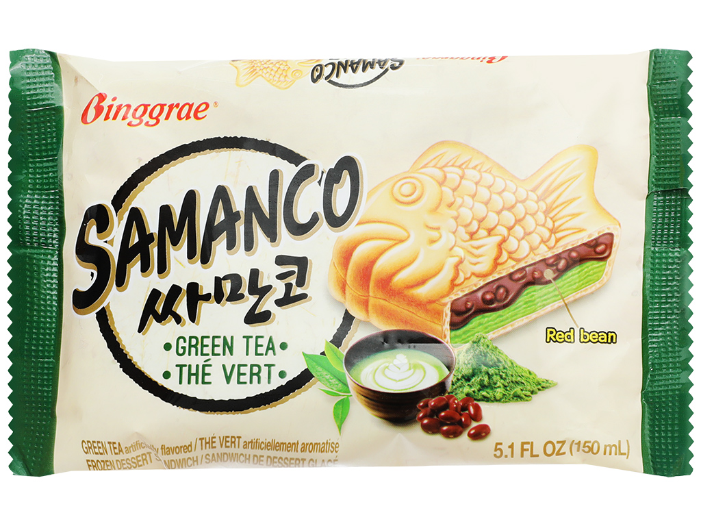 Kem bánh cá trà xanh Binggrae Samanco gói 150ml 1