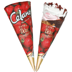 Kem ốc quế dâu Celano Extra cây 125ml (73g)