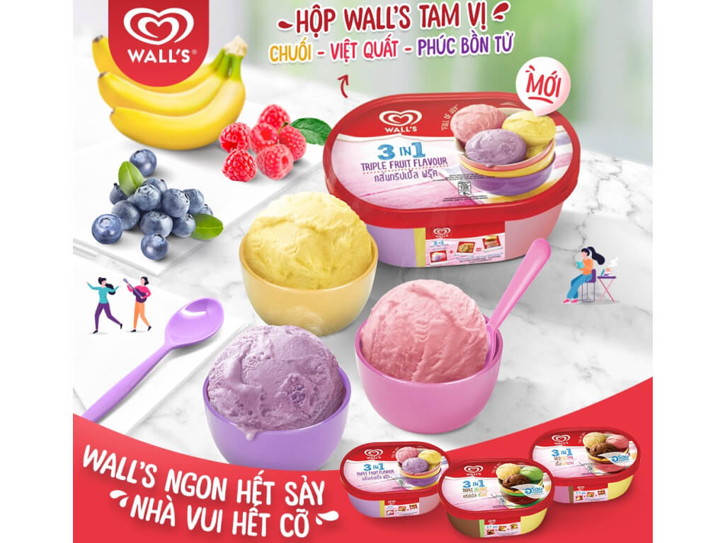 Kem hộp Wall's trái cây 3 vị 425g giá tốt tại Bách hoá XANH