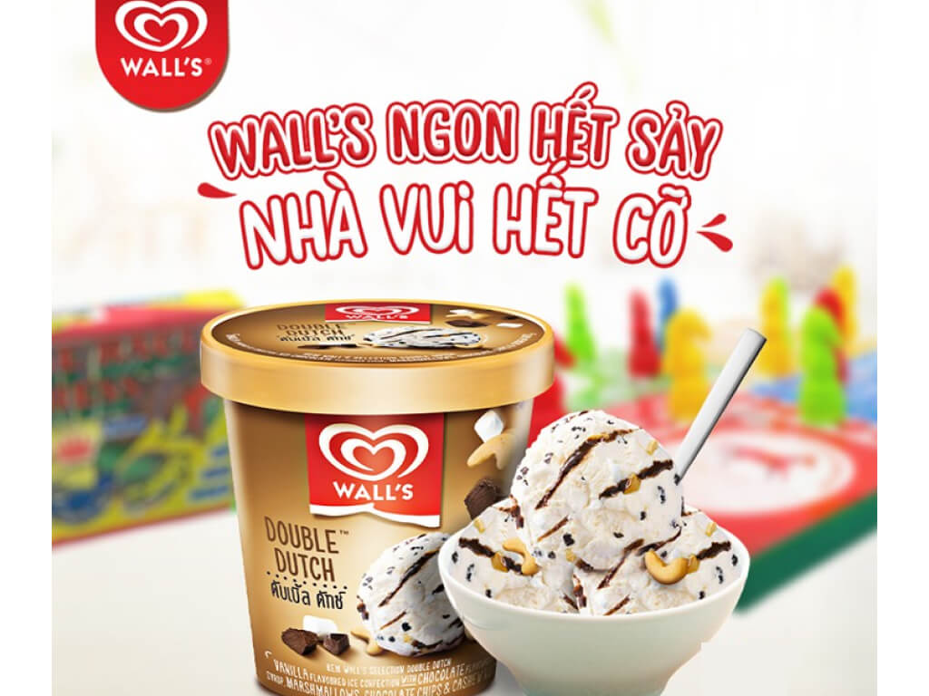 Kem hộp vani sốt socola Wall's Double Dutch hộp 450g 2