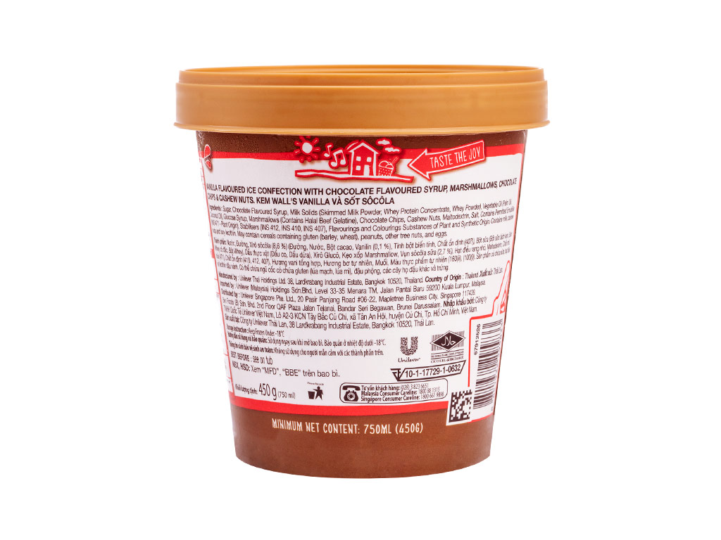 Kem hộp vani sốt socola Wall's Double Dutch hộp 450g 6