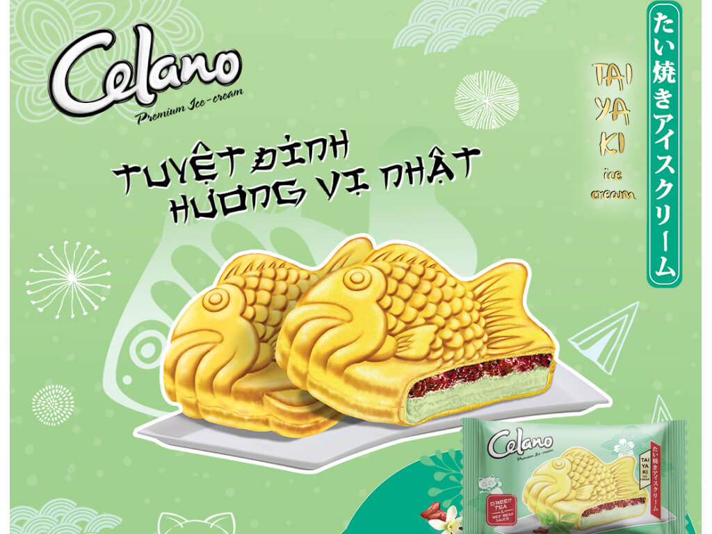 Kem bánh cá trà xanh đậu đỏ Celano gói 100ml 2