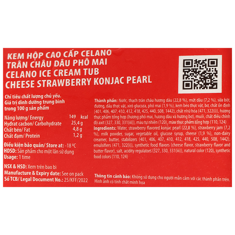 Kem hộp trân châu dâu phô mai Celano Home 200g (từ 1 tuổi) 7
