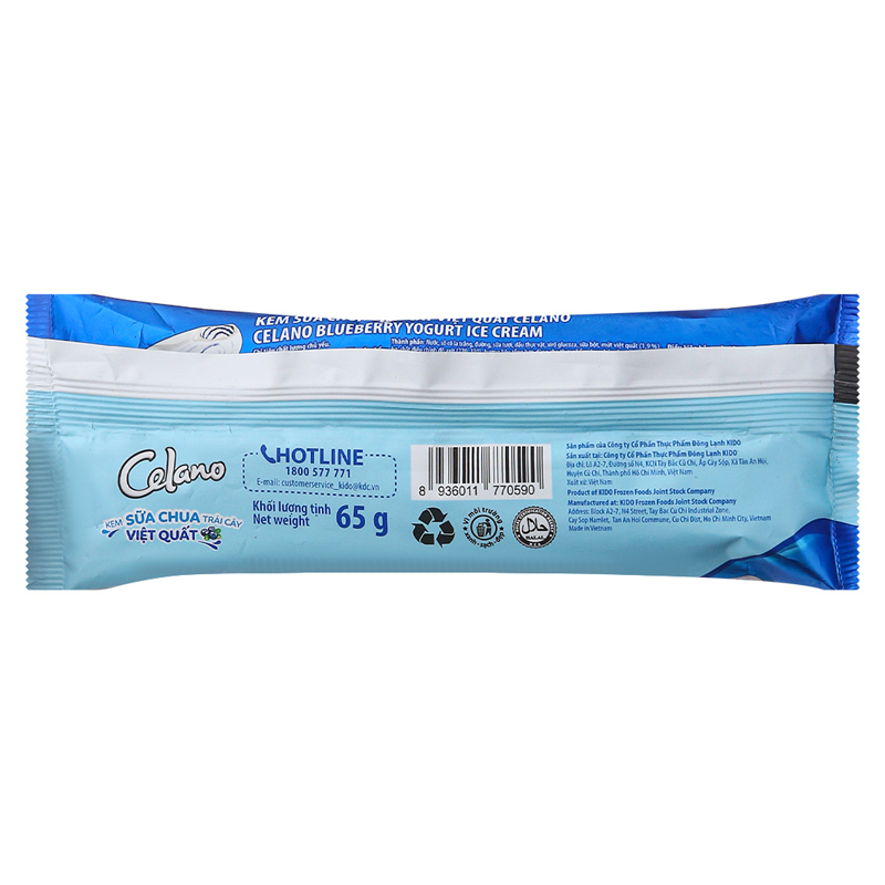 Kem que sữa chua trái cây việt quất Celano 65g (từ 1 tuổi)