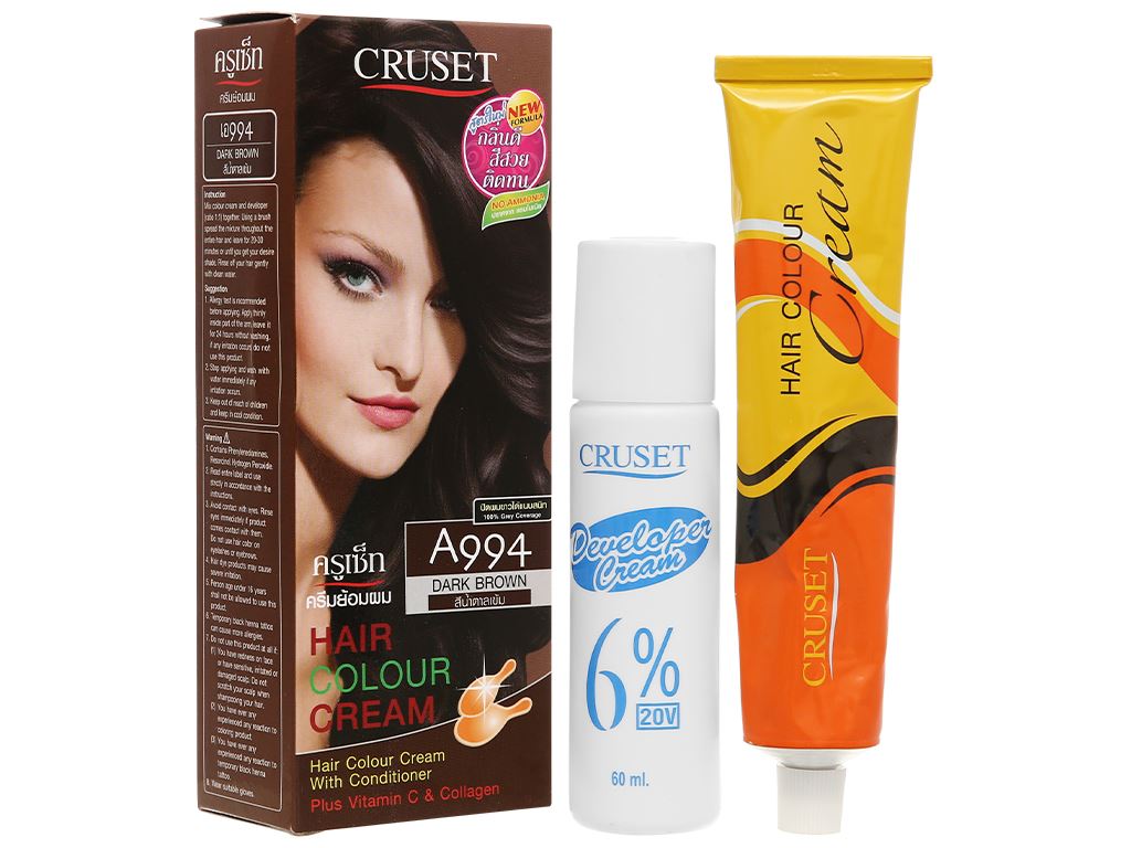 Kem nhuộm Cruset màu nâu đậm với công thức độc đáo giúp màu tóc được phân tán đều trên từng sợi tóc. Hãy xem ảnh và cảm nhận sự thay đổi của mái tóc sau khi sử dụng sản phẩm này.