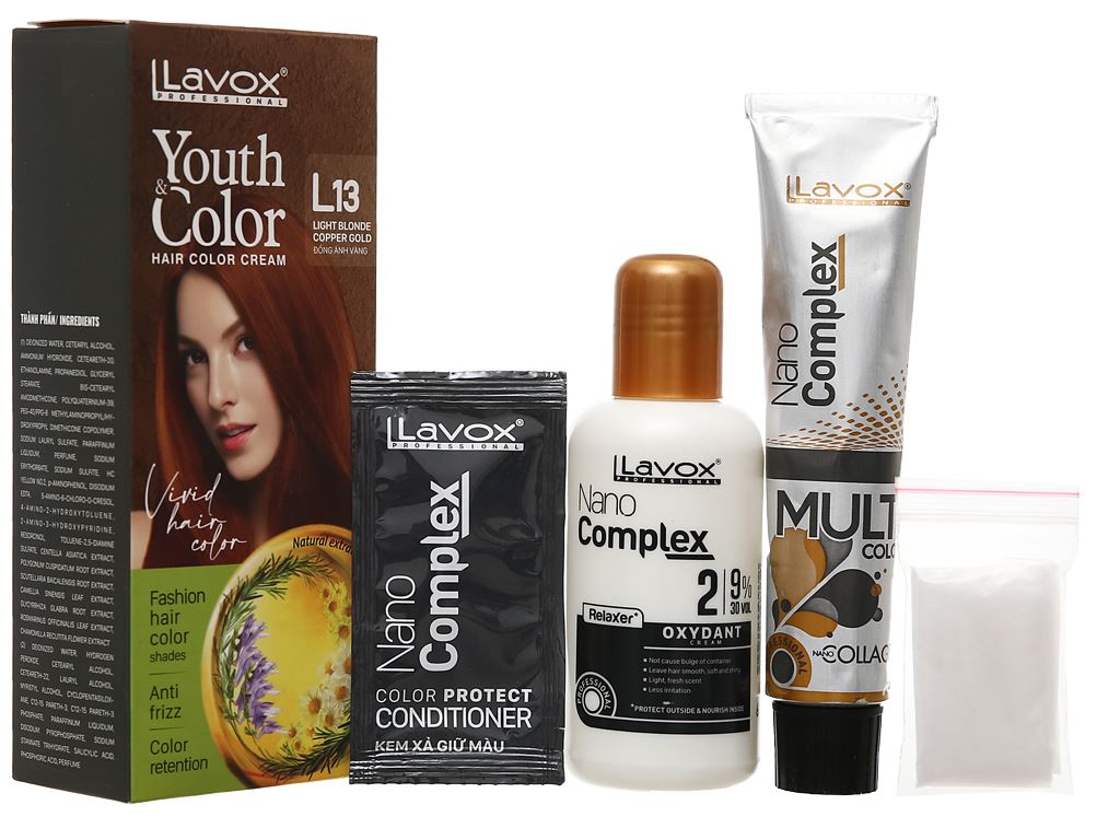 Kem nhuộm Lavox L13: Với kem nhuộm Lavox L13, bạn sẽ có được một bức tranh tuyệt đẹp trên mái tóc của mình. Với công thức độc đáo, kem nhuộm Lavox L13 sẽ mang đến cho bạn sự thay đổi hoàn toàn và tự tin hơn với mái tóc mới của mình.