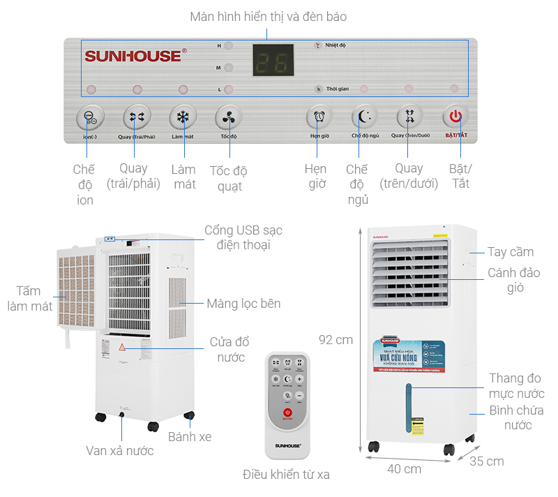 Quạt điều hòa Sunhouse SHD7721
