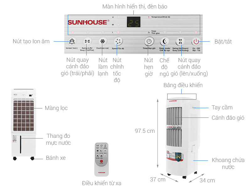 Quạt điều hòa Sunhouse SHD7723