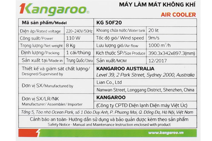 Quạt điều hòa Kangaroo KG50F20 110W Màu Trắng