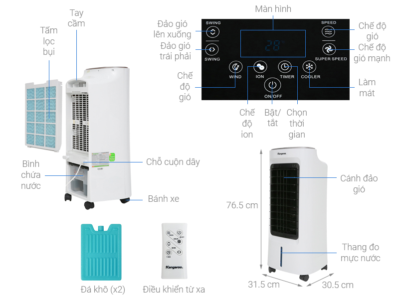 ThÃ´ng sá» ká»¹ thuáº­t Quáº¡t Äiá»u hÃ²a Kangaroo KG50F58