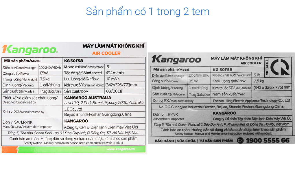 Quạt điều hòa Kangaroo KG50F58 85W Màu Trắng