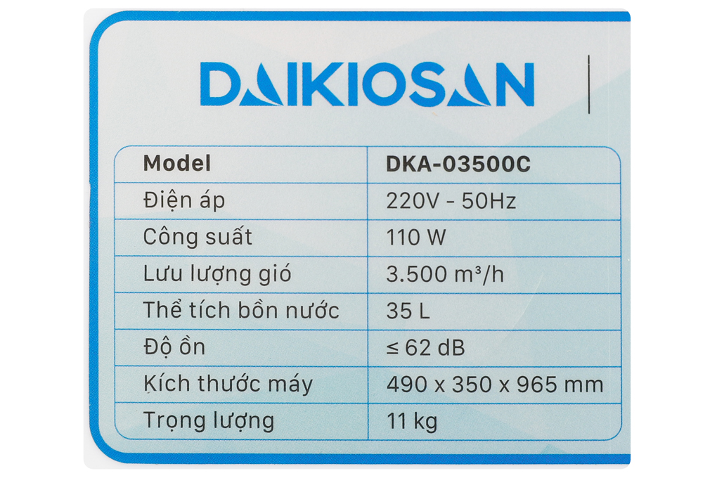 Mua quạt điều hoà Daikiosan DKA-03500C