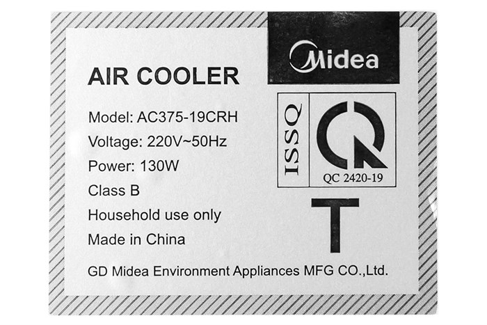 Quạt điều hòa Midea AC375-19CRH 130W Màu Trắng - Đen