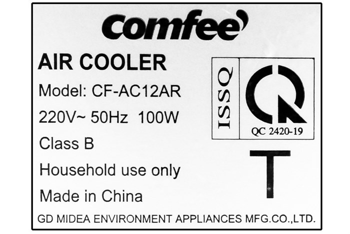 Quạt điều hòa Comfee CF-AC12AR 100W Màu Trắng - Đen