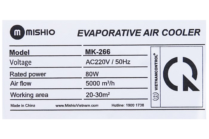 Quạt điều hòa Mishio MK-266 80W Màu Trắng