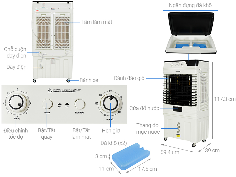 Quạt điều hòa Sunhouse SHD7759 170W