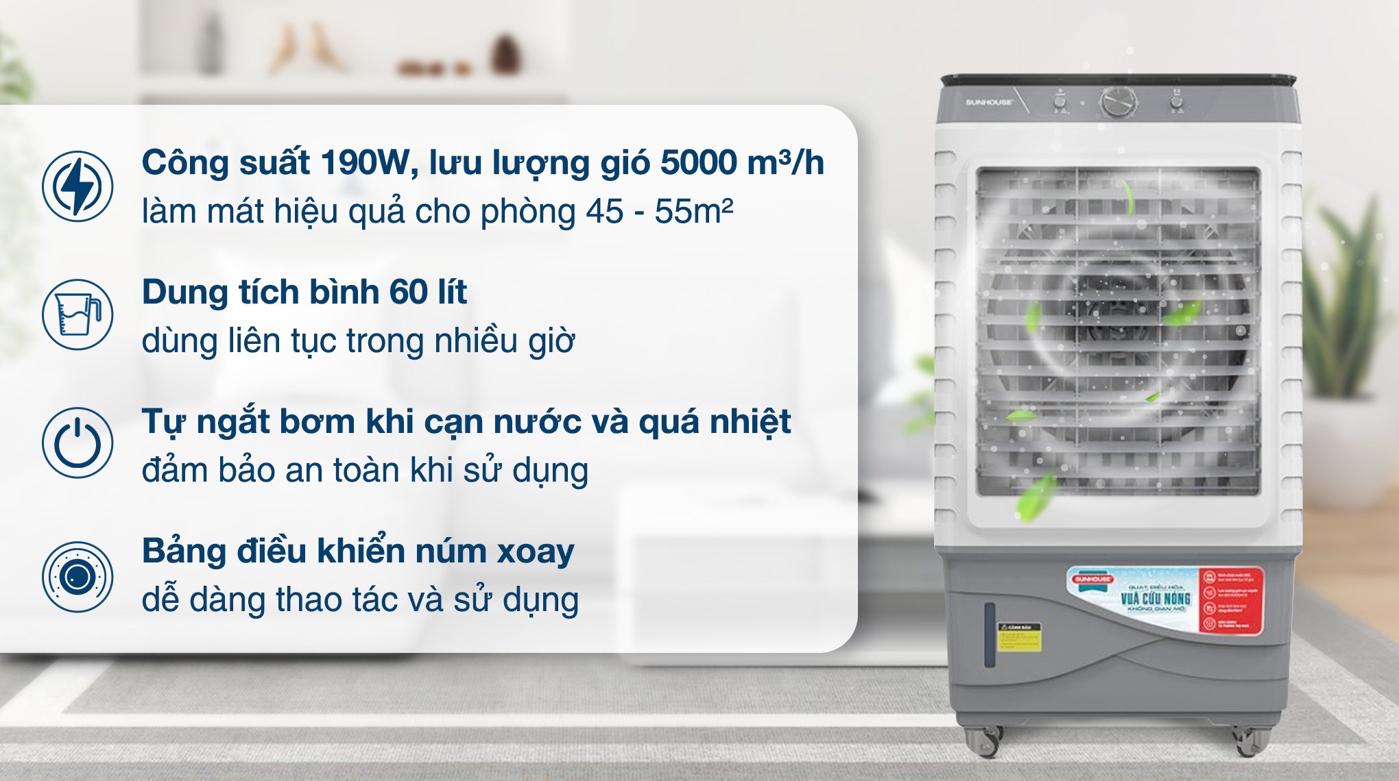 Quạt điều hòa Sunhouse SHD7798 190W