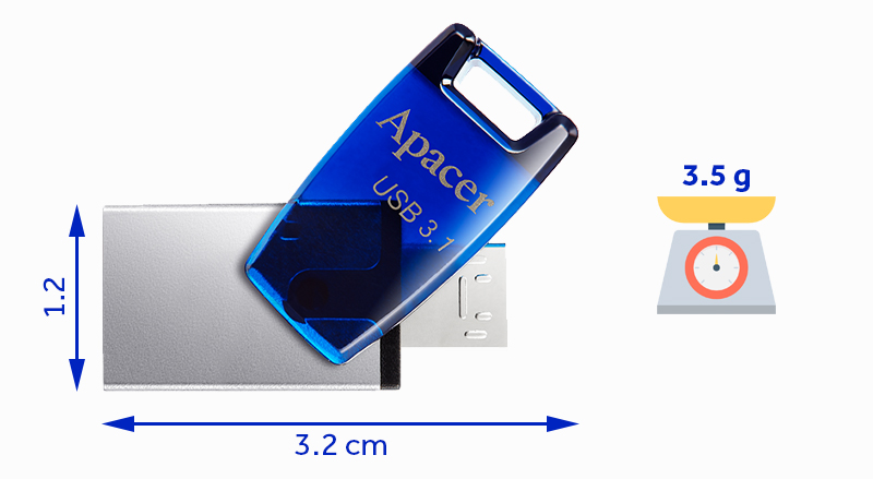 USB OTG Apacer AH179 có kích thước rất nhỏ gọn USB OTG Apacer AH179 có kích thước rất nhỏ gọn