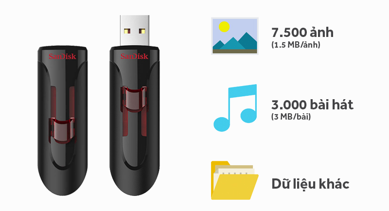 USB 3.0 16GB Sandisk CZ600 - Dung lượng 16 GB