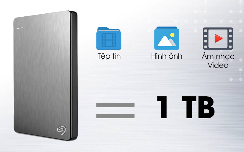 Ổ cứng HDD 1TB Seagate Backup Plus Slim Bạc có dung lượng 1 TB