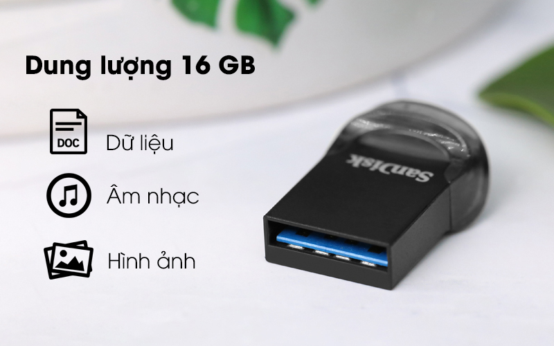 USB Sandisk SDCZ430 16GB 3.1 đen có dung lượng 16 GB