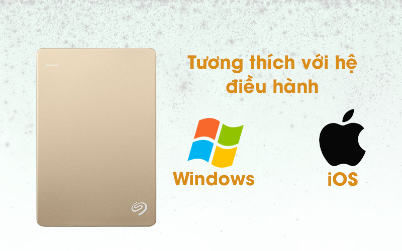 Ổ cứng HDD 1TB Seagate Backup Plus Slim vàng tương thích với nhiều hệ điều hành