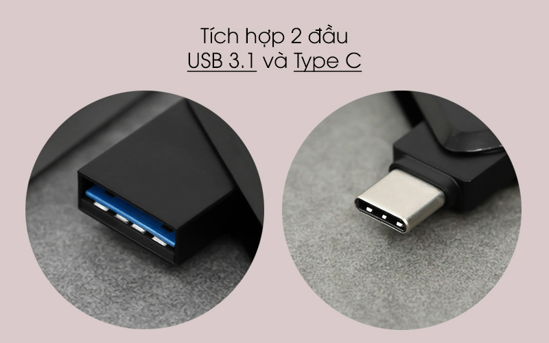 Tích hợp 2 đầu tiện ích - USB OTG 3.1 64GB Sandisk SDDDC3 đen