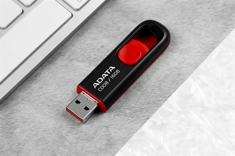 USB 2.0 16GB Adata AC008 Màu Đen - Đỏ