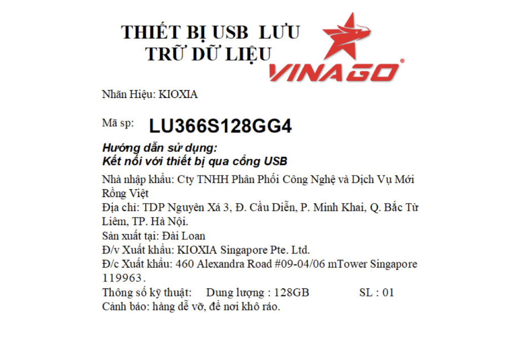 USB 3.2 128GB Kioxia U366 Màu Trắng