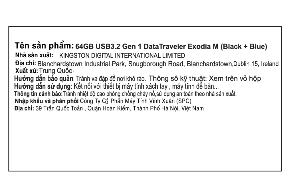 USB 3.2 64GB Kingston DataTraveler Exodia DTXM Màu Đen Xanh