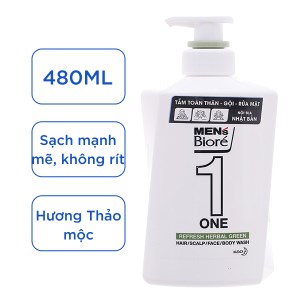Tắm gội 3 in 1 men's Bioré One Herbal green hương thảo mộc 480ml