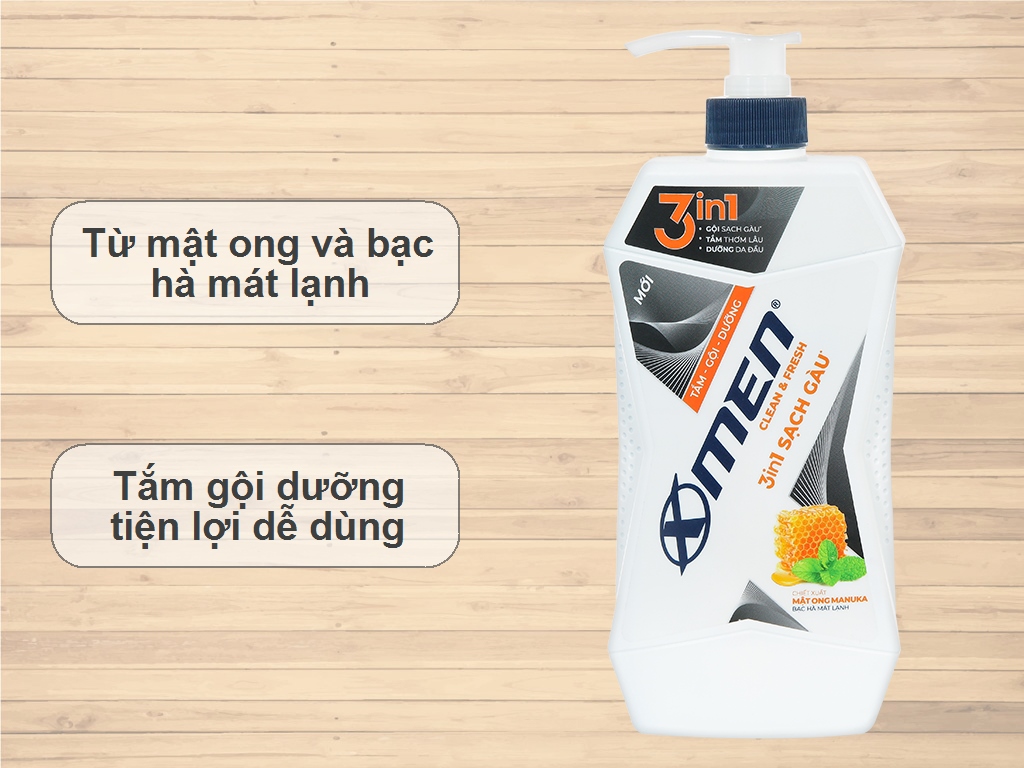 Tắm gội 3 in 1 X-men Clean & Fresh sạch gàu 610g 2