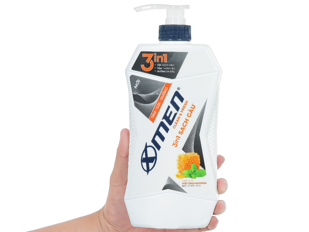 Tắm gội 3 in 1 X-men Clean & Fresh sạch gàu 610g 5