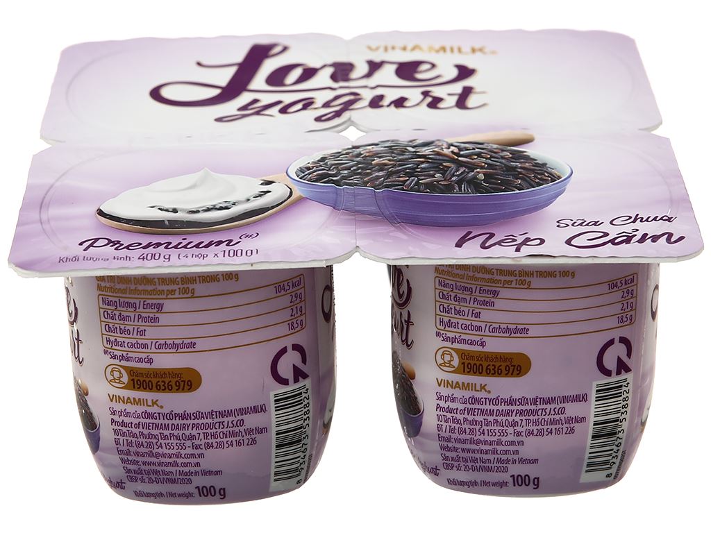 Lốc 4 hộp sữa chua Vinamilk nếp cẩm 100g 3