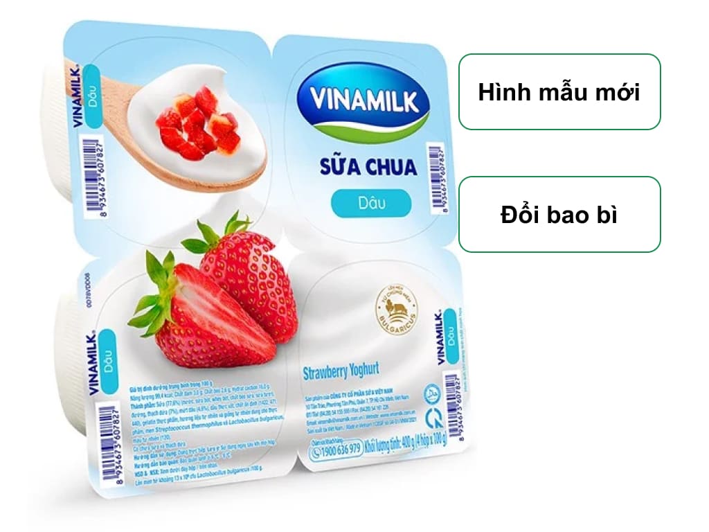 Lốc 4 hộp sữa chua trái cây Vinamilk vị dâu 100g (từ 1 tuổi) 1
