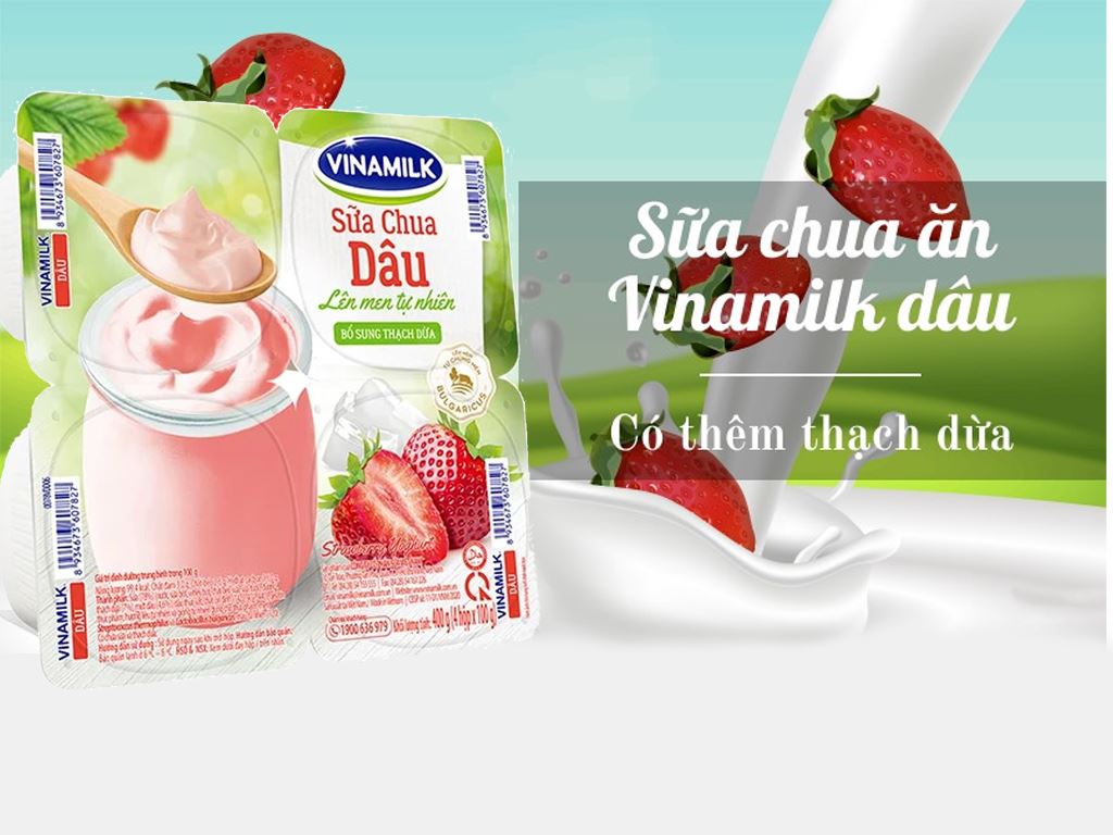 Lốc 4 hộp sữa chua trái cây Vinamilk vị dâu 100g (từ 1 tuổi) 2