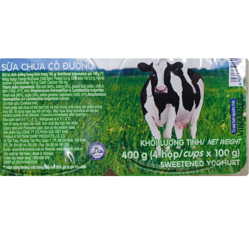 Lốc 4 hộp sữa chua có đường Vinamilk Sữa Tươi 100% 100g (từ 1 tuổi) 5