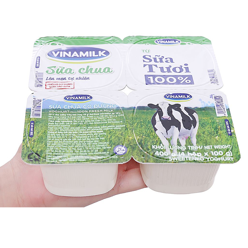 Lốc 4 hộp sữa chua có đường Vinamilk Sữa Tươi 100% 100g (từ 1 tuổi) 2