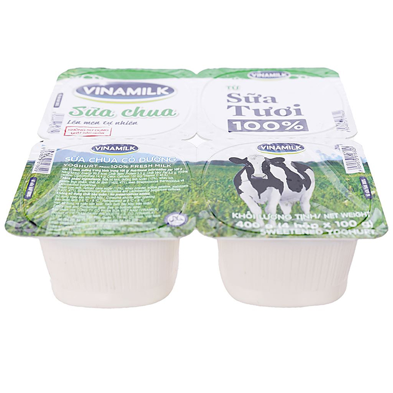 Lốc 4 hộp sữa chua có đường Vinamilk Sữa Tươi 100% 100g (từ 1 tuổi) 3