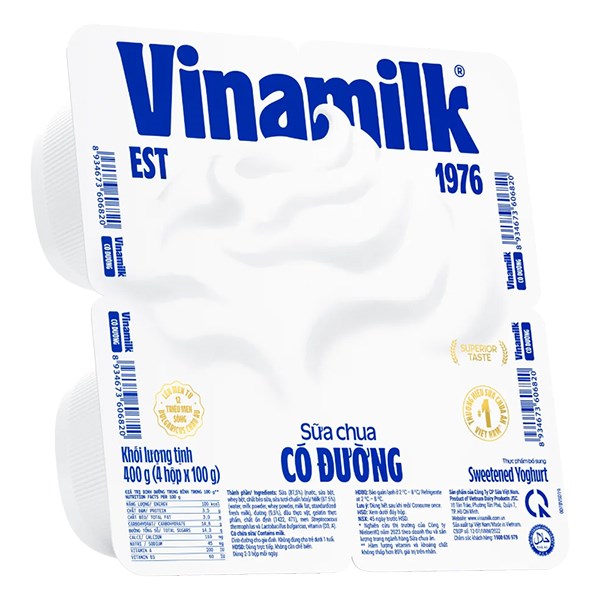 Lốc 4 Hộp Sữa Chua Có Đường Vinamilk 100G (Từ 1 Tuổi)